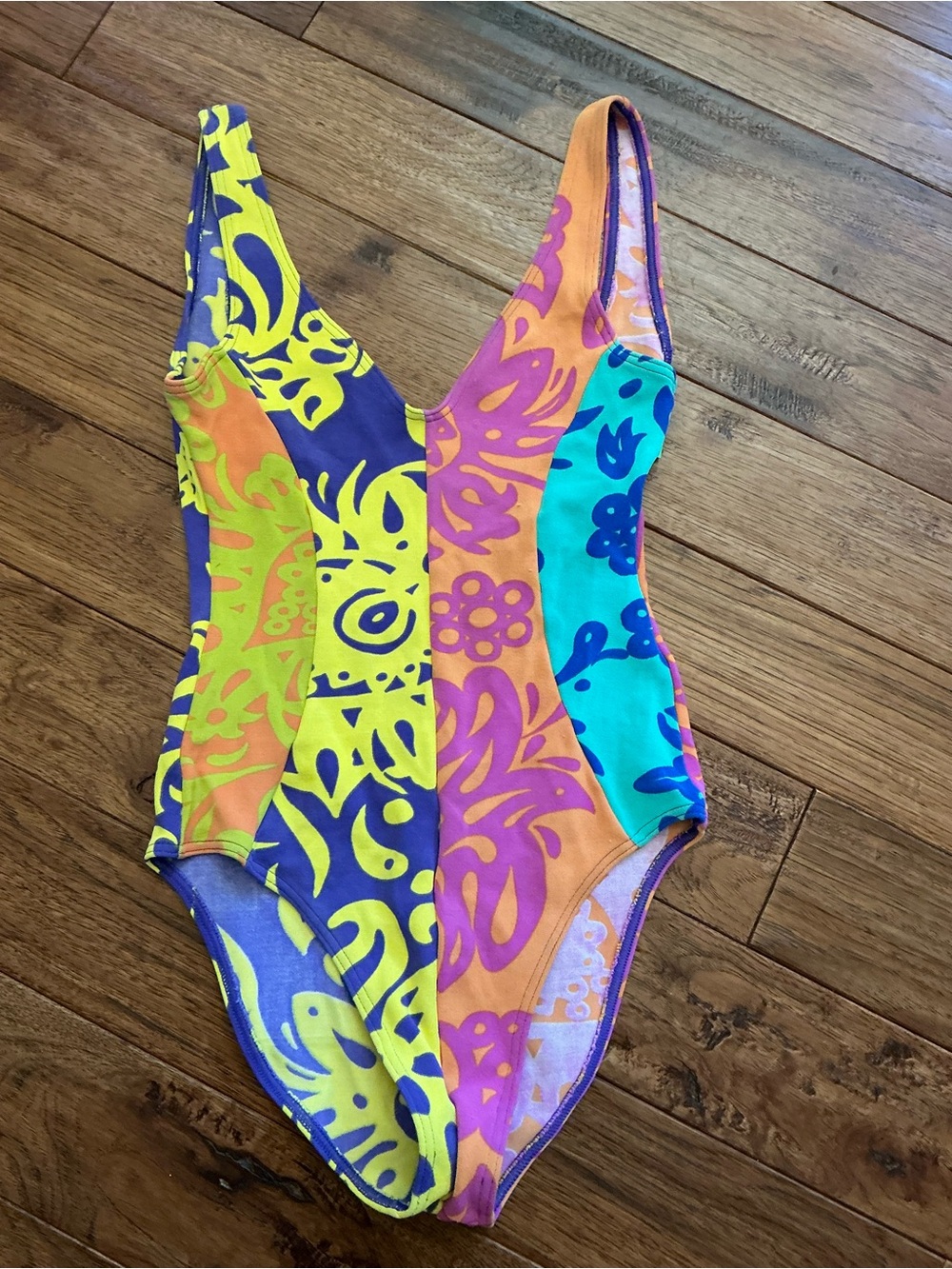 Vintage 80s/90s Liza Bruce geometric pattern one piece swimsuit, L